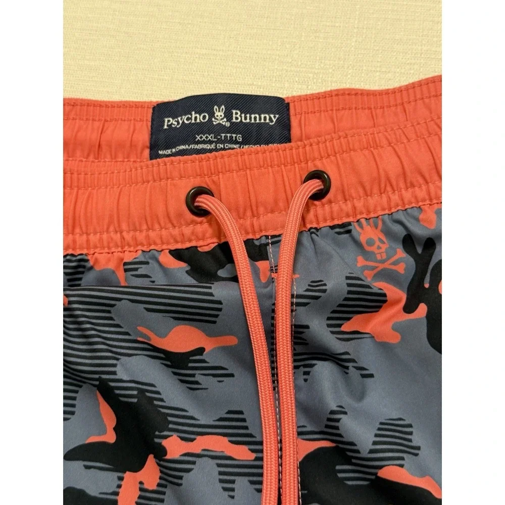 Psycho Bunny Men's Rye All Over Print Swim Trunks Seafoam Camo Size 3XL NWT